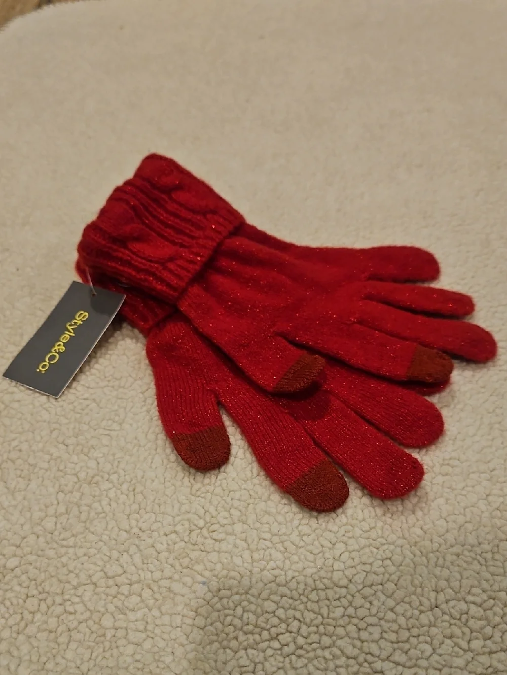 Style & Co. Red Touchscreen Knit Gloves